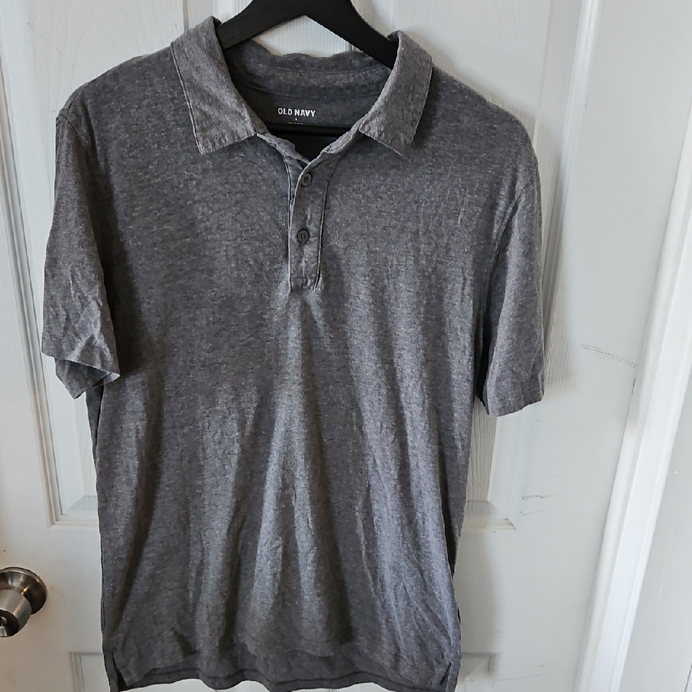 Old Navy Gray Polo Shirt Classic Design